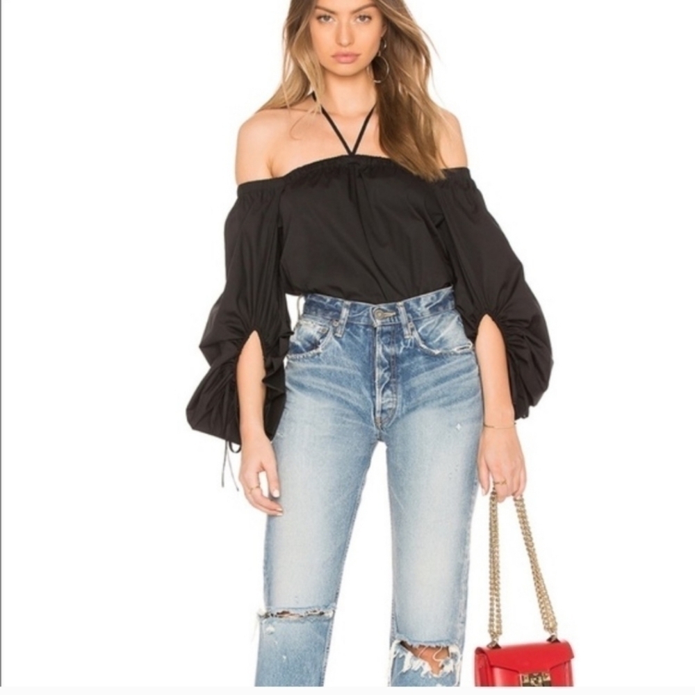 Revolve Rebecca Minkoff Tilda Blouse top cold-shoulder black - Picture 4 of 6